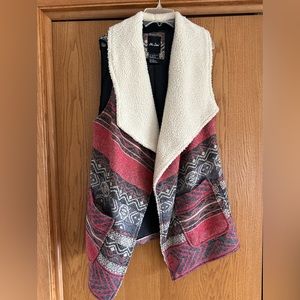 Faux shearling vest with Southwestern print